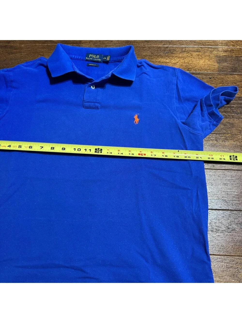 Ralph Lauren Custom Fit Polo shirt Blue Pony Size M (L)  Cotton Preppy